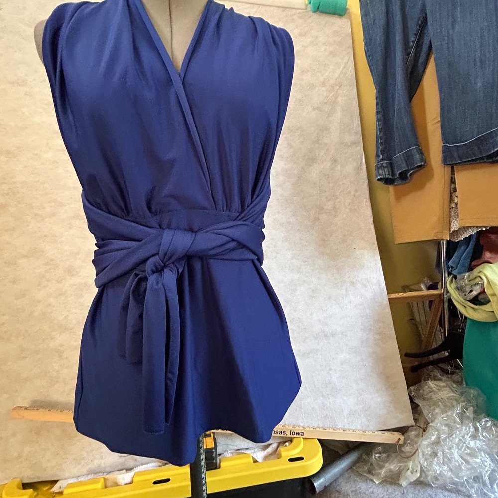 Royal Blue Multi-Way Convertible Wrap Top Sleeveless Open Back XL